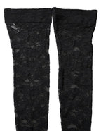 Black Floral Lace Thigh High Stockings Socks