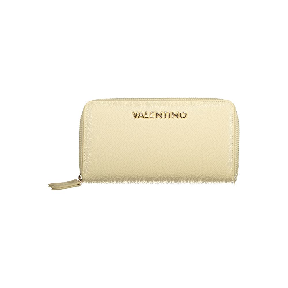 Beige Polyurethane Women's Wallet with Coin Purse and Card Spaces