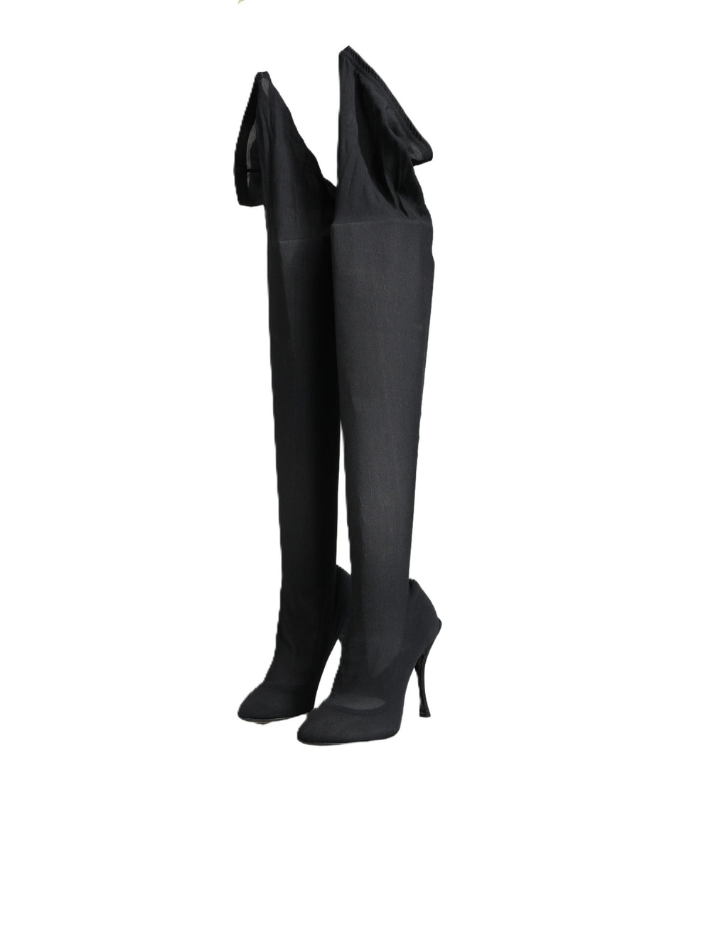 Black Stretch Socks Knee High Boots Shoes