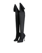 Black Stretch Socks Knee High Boots Shoes
