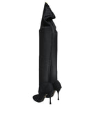 Black Stretch Socks Knee High Boots Shoes