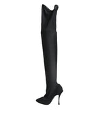 Black Stretch Socks Knee High Boots Shoes