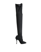 Black Stretch Socks Knee High Boots Shoes