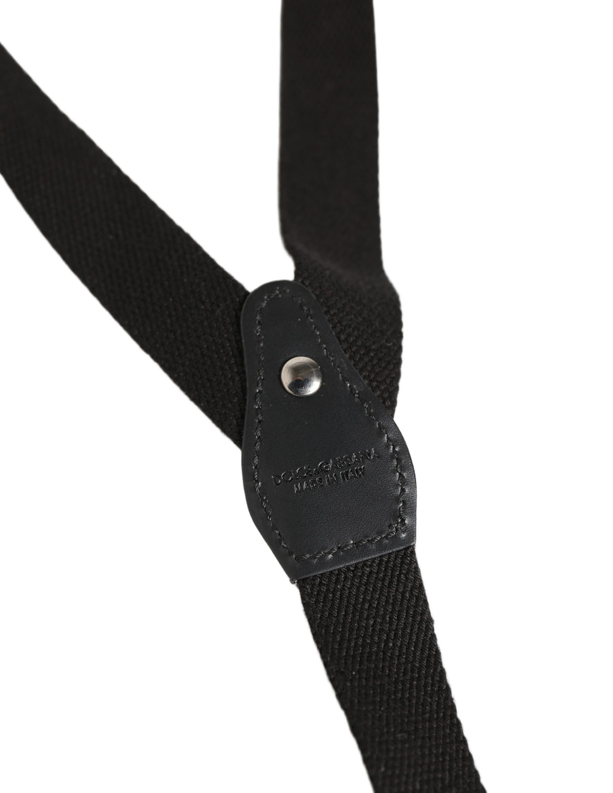 Black Cotton Leather Elastic Y-back Metal Clips Suspender