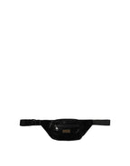 Black Nylon Brass Plate Bumbag Waist Fanny Pack Men Bag