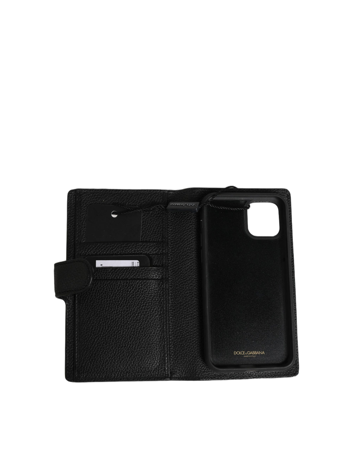 Case Flip Cover Black Calf Leather iPhone11 PRO Phone