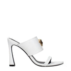 White Leather Stiletto Heel Sandals