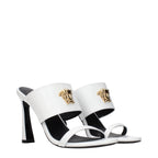 White Leather Stiletto Heel Sandals