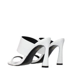 White Leather Stiletto Heel Sandals