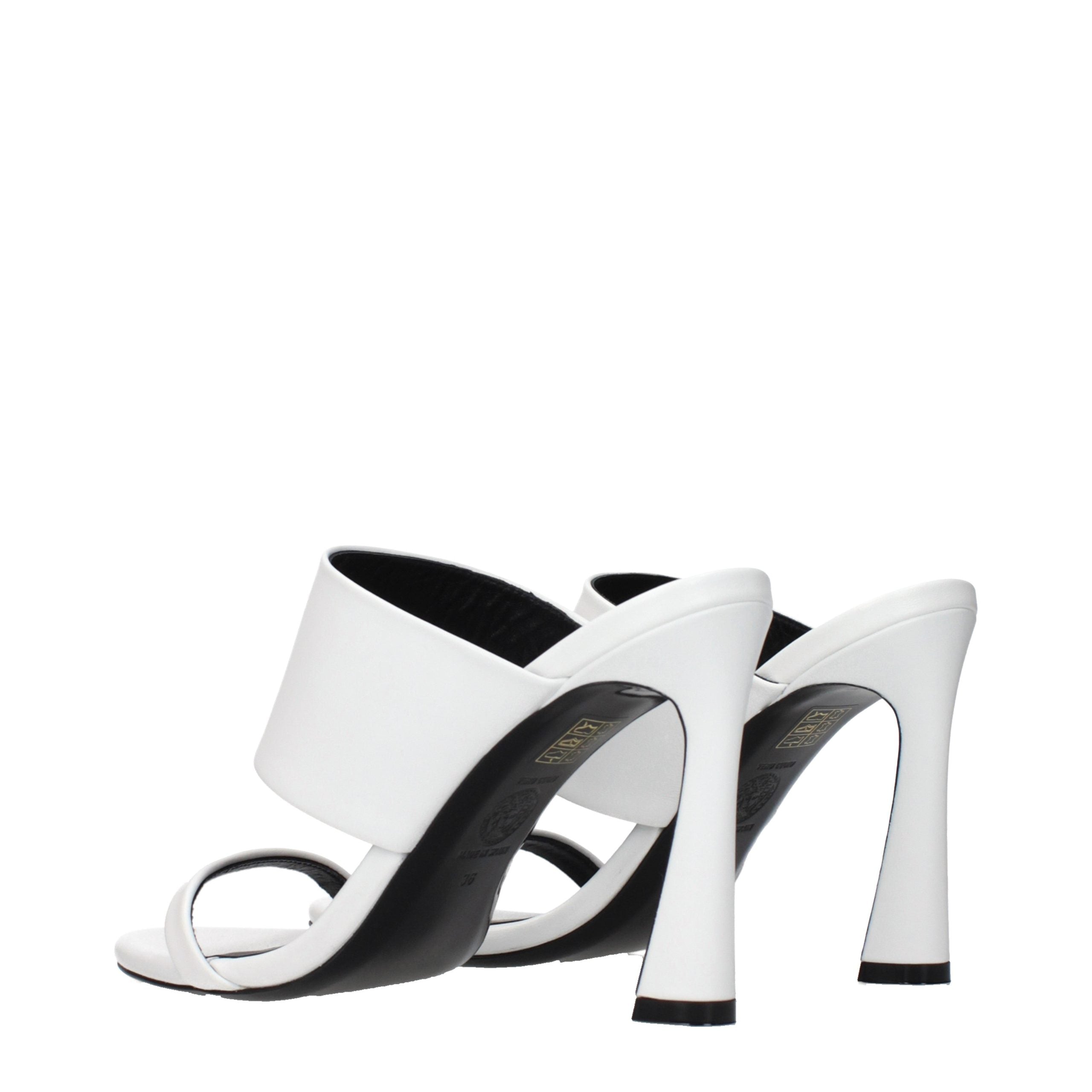 White Leather Stiletto Heel Sandals