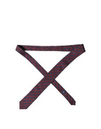 Blue Red Patterned 100% Silk Adjustable Men Necktie Tie