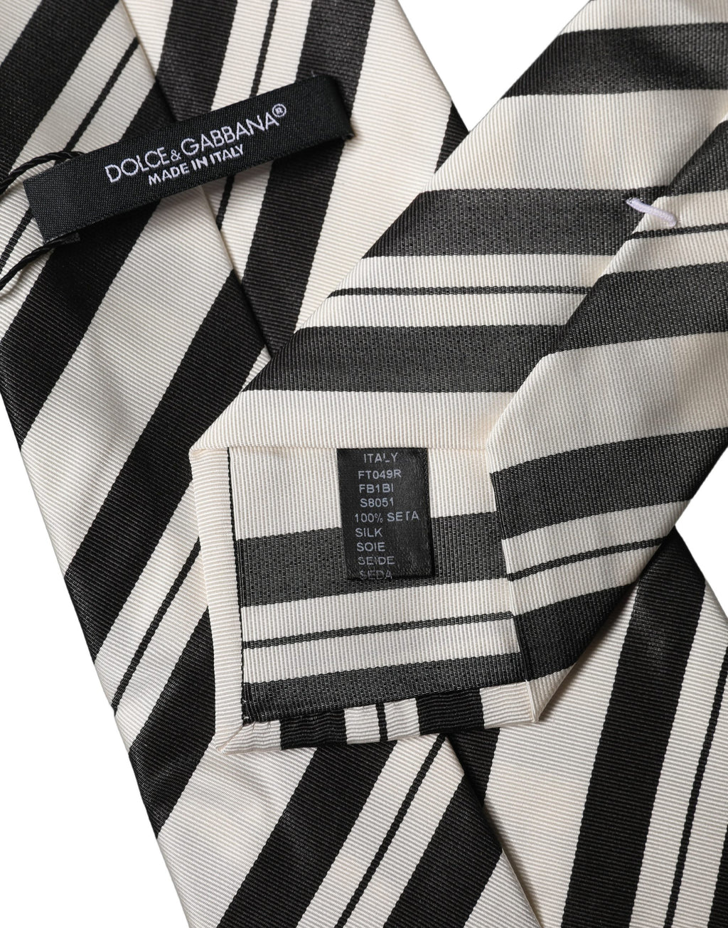 Black White Stripes Silk Adjustable Women Necktie Tie