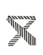 Black White Stripes Silk Adjustable Women Necktie Tie