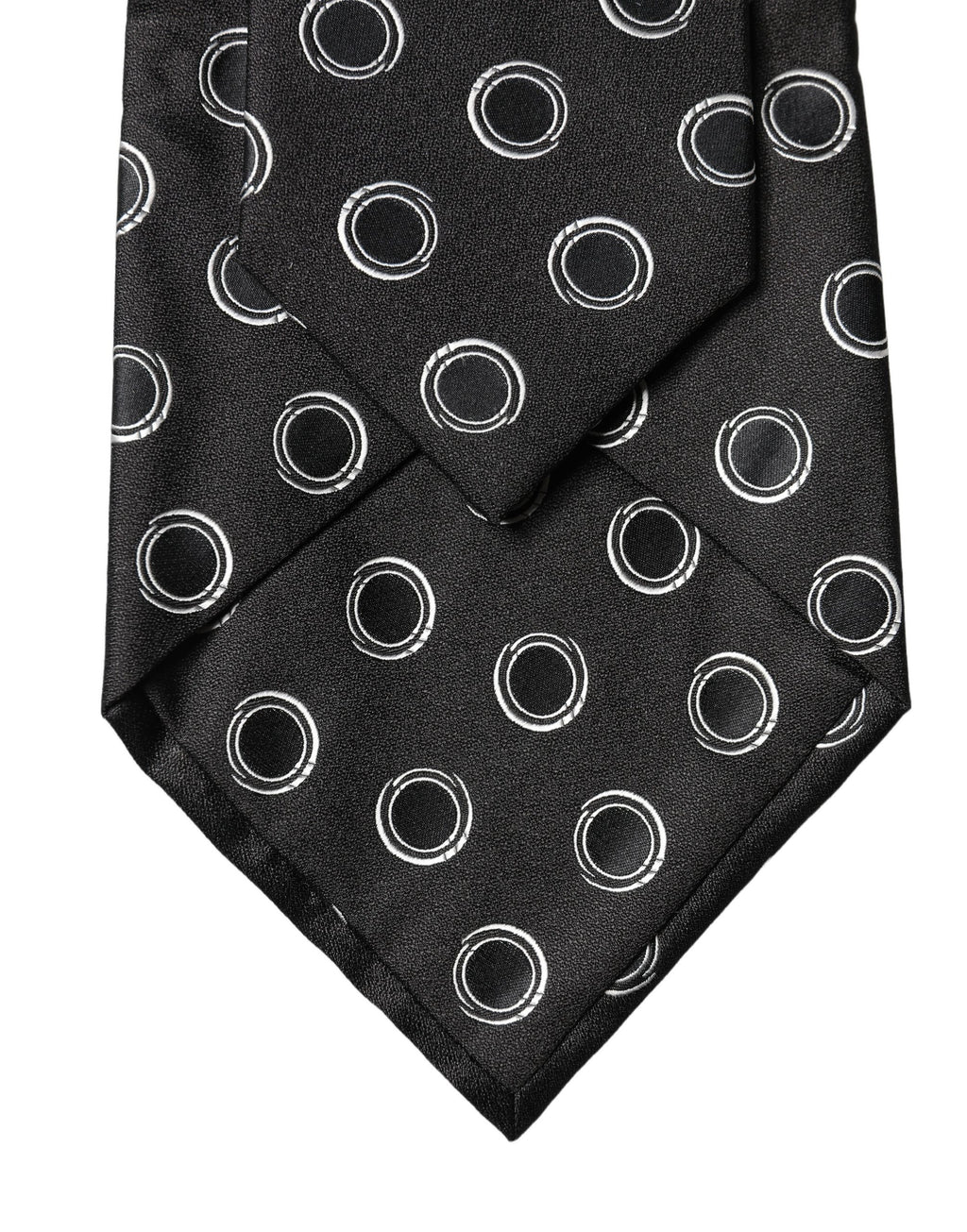 Black White Polka Dot Silk Adjustable Women Necktie Tie