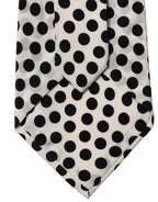 White Black Polka Dot Silk Adjustable Women Necktie Tie