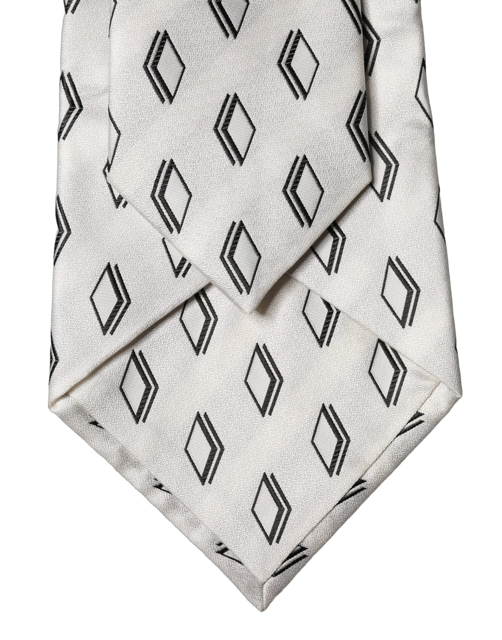 White Patterned Silk Adjustable Women Tied Necktie Tie