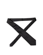 Black Solid Satin Silk Adjustable Women Necktie Tie