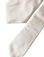 Off White Solid Silk Adjustable Women Tied Necktie Tie