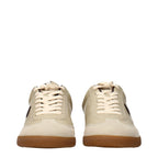 Beige Leather Low Top Sneakers