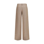 Beige Linen Casual Pants