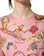 Light Pink Bread Print Pleated Maxi Dress