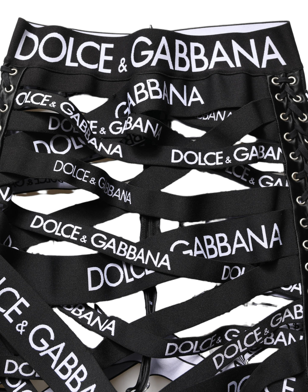 Black Logo Tape Cut Out Skinny High Waist Pants