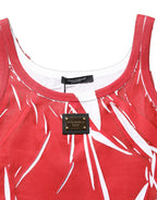 Red White Abstract Cotton Sleeveless Tank Top