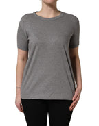 Grey Cotton Short Sleeves Crew Neck T-shirt