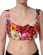 Multicolor Floral Cropped Bustier Tank Top