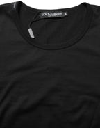 Black Cotton Round Neck Short Sleeves T-Shirt