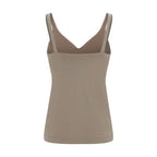 Beige Cotton Sleeveles T-Shirt