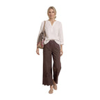 Brown Cotton Casual Pants