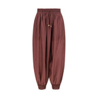Bordeaux Silk Casual Pants