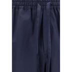 Blue Cotton Casual Pants