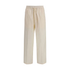 Beige Cotton Casual Pants