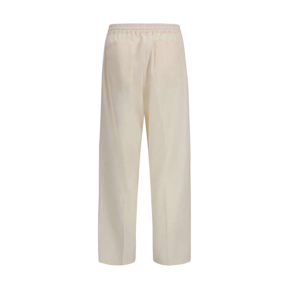 Beige Cotton Casual Pants