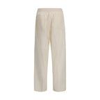 Beige Cotton Casual Pants
