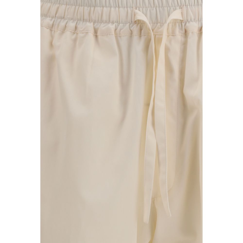 Beige Cotton Casual Pants