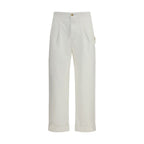 White Cotton Casual Pants