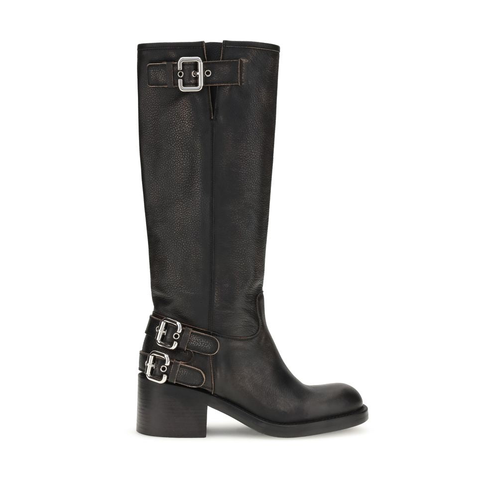 Black Calf Leather Bos Taurus Ankle Boots