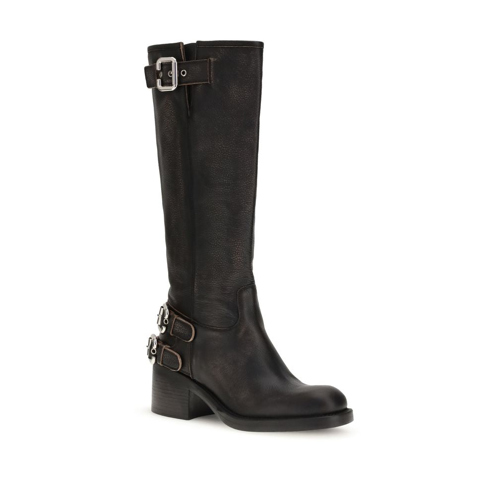 Black Calf Leather Bos Taurus Ankle Boots