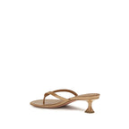 Beige Calf Leather Bos Taurus Flat Sandals