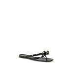 Black Cotton Flip-Flop Sandals