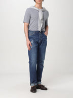 Blue Denim Straight-Leg Jeans