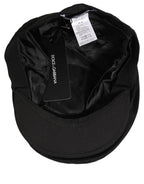 Men Black Cotton Stretch Newsboy Cloth Capello Hat