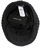 Men Dark Gray Wool Knitted Newsboy Capello Hat