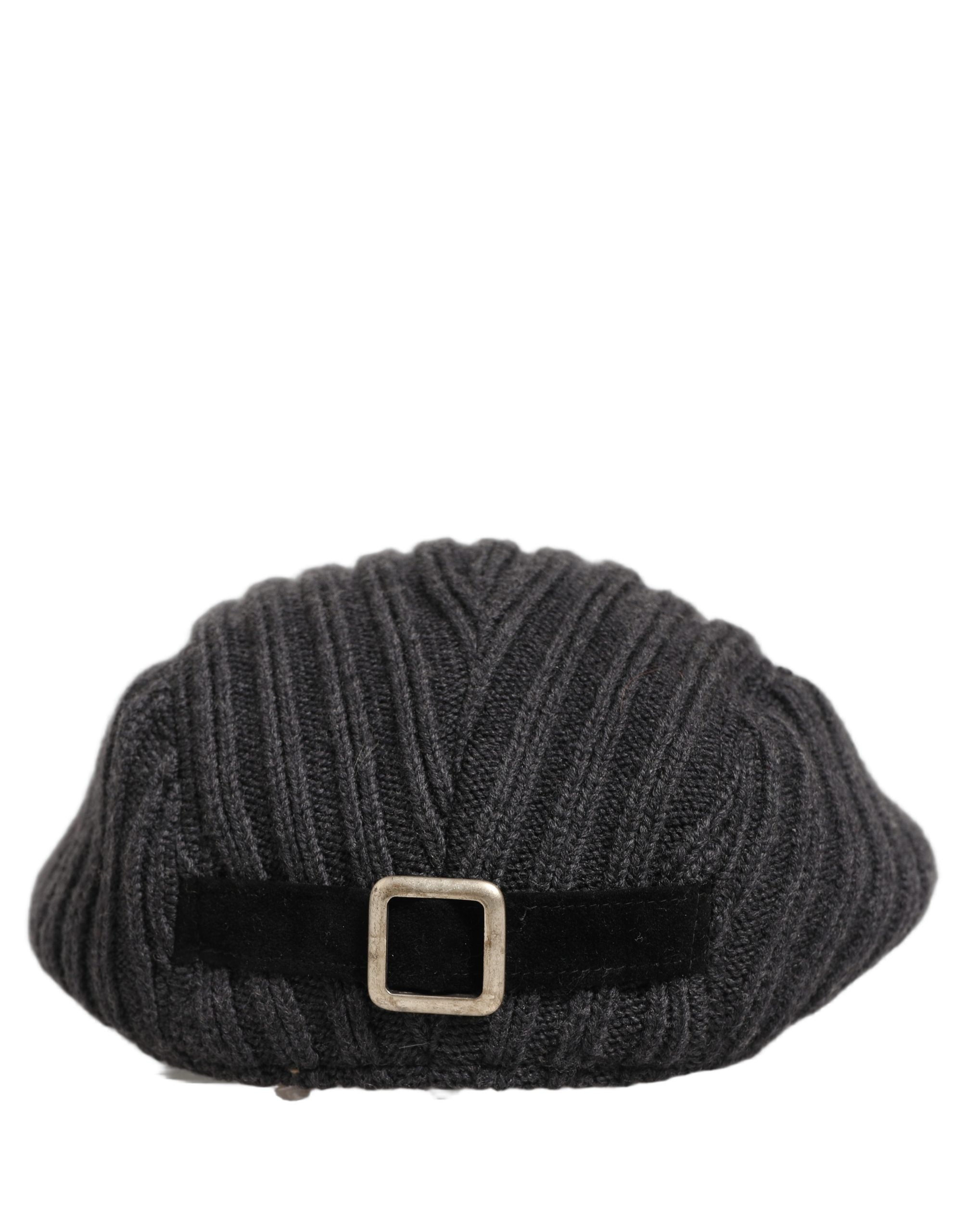 Men Dark Gray Wool Knitted Newsboy Capello Hat