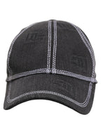 Men Black Cotton 6 Panel Baseball Capello Hat