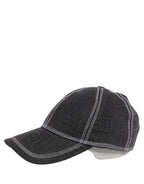 Men Black Cotton 6 Panel Baseball Capello Hat
