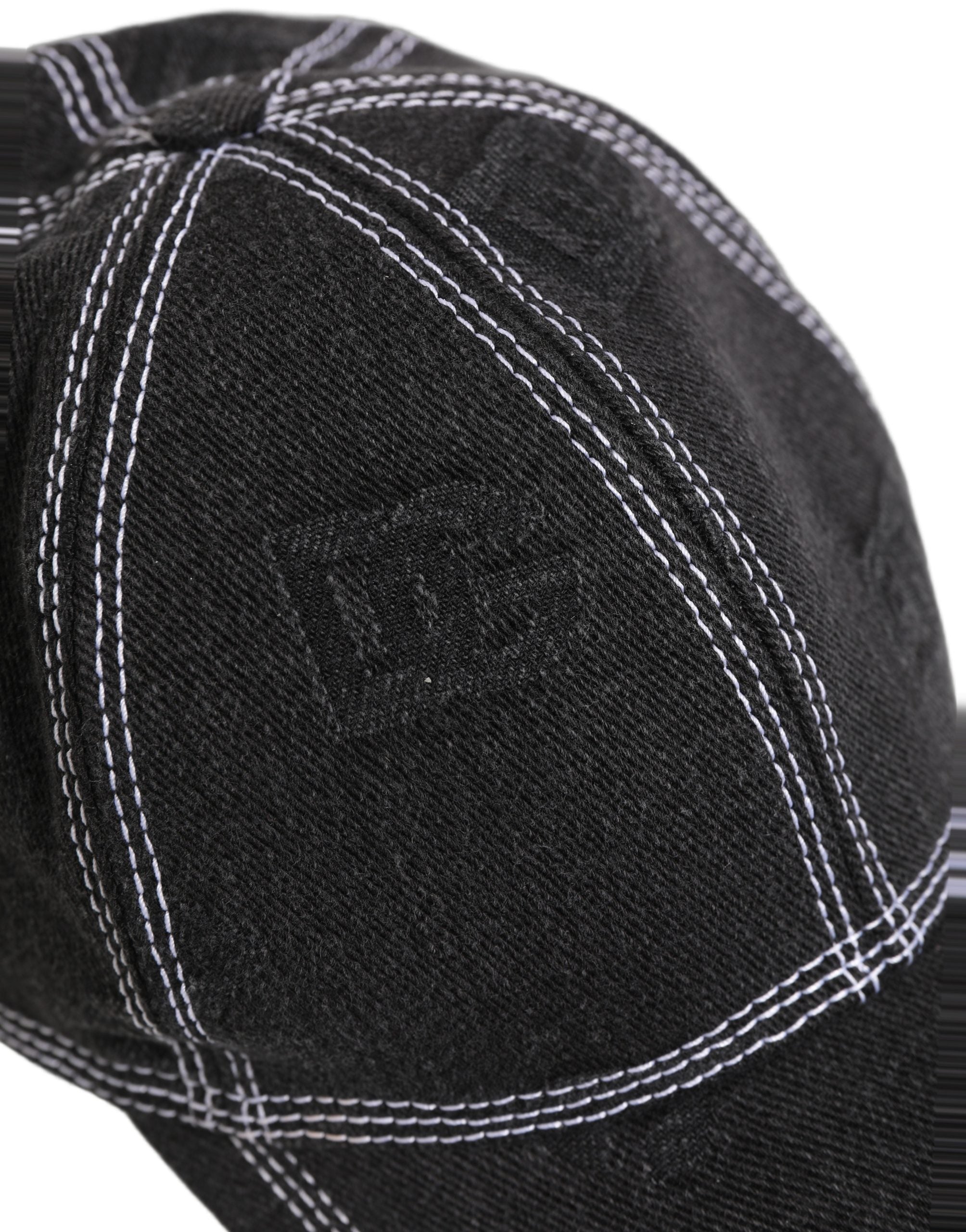 Men Black Cotton 6 Panel Baseball Capello Hat